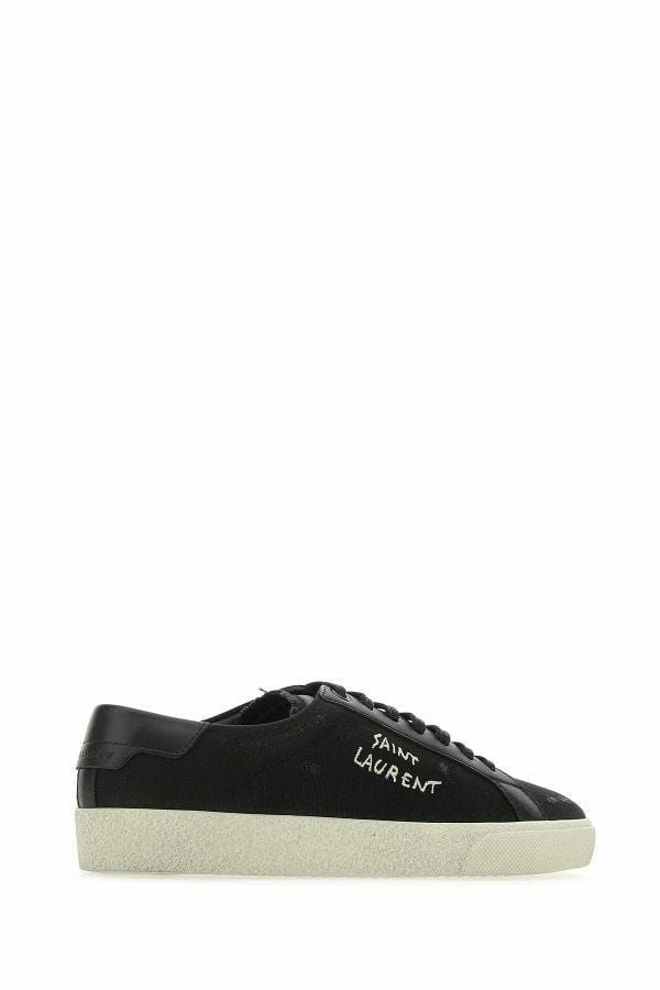 Tênis cano baixo Saint Laurent Sleek preto de lona e couro