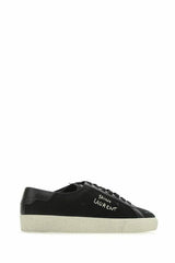Tênis cano baixo Saint Laurent Sleek preto de lona e couro