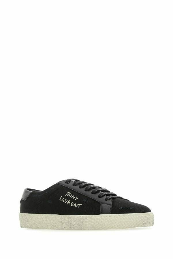 Tênis cano baixo Saint Laurent Sleek preto de lona e couro