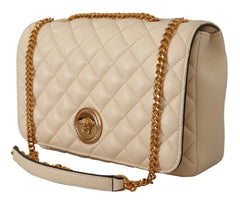 Bolsa de ombro elegante Versace em couro napa branco