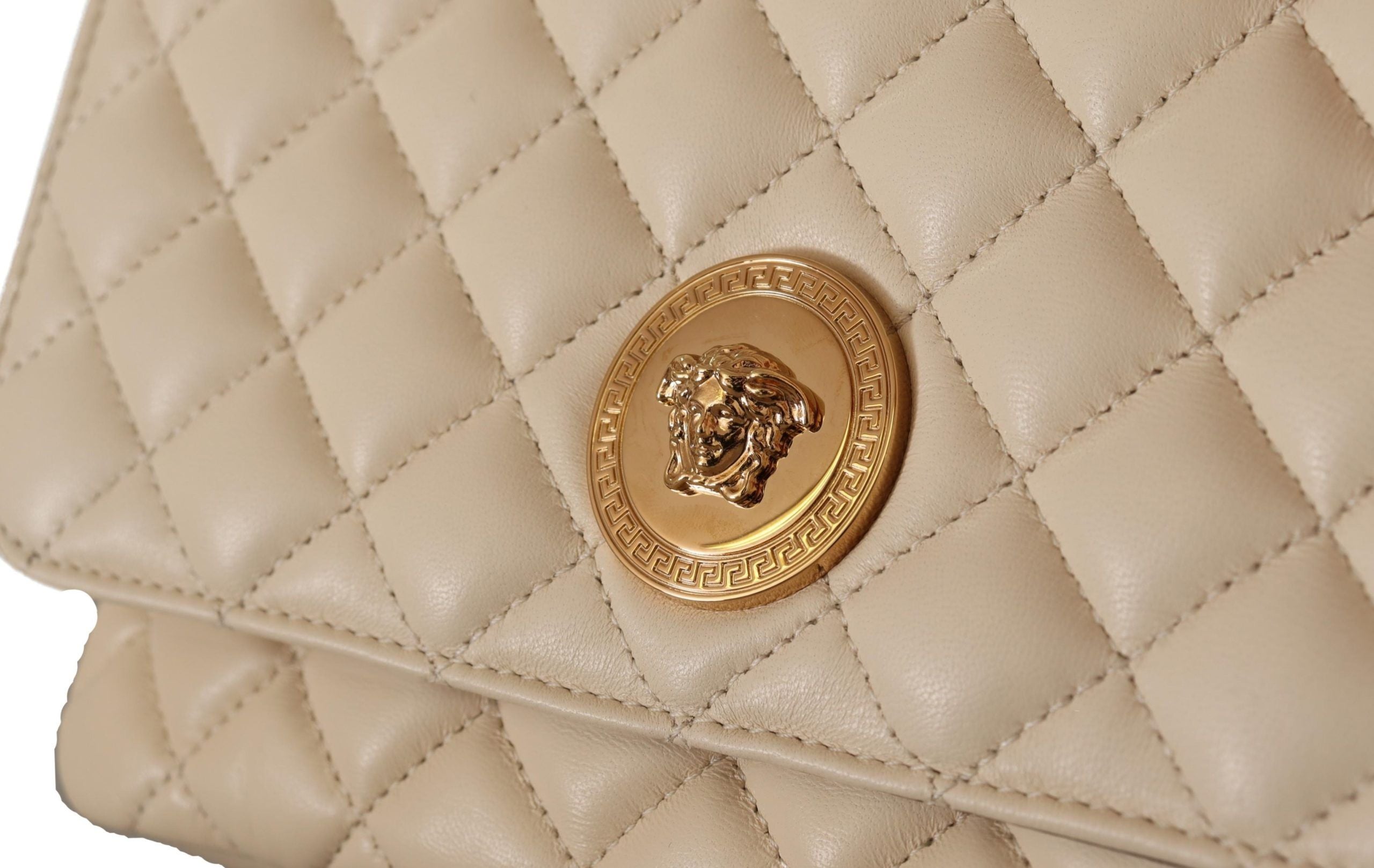 Bolsa de ombro elegante Versace em couro napa branco