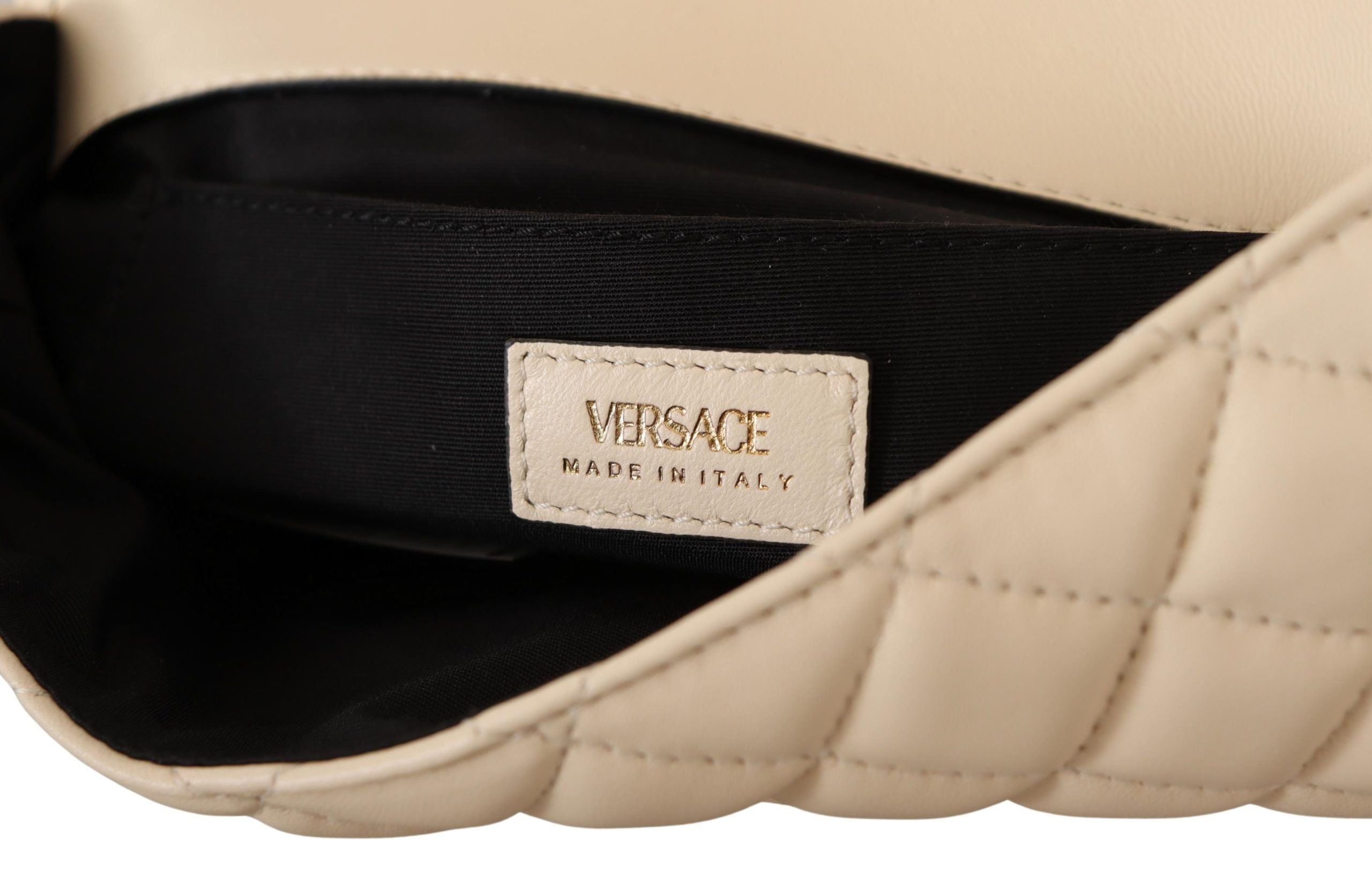Bolsa de ombro elegante Versace em couro napa branco