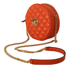Bolsa transversal redonda elegante de couro napa da Versace
