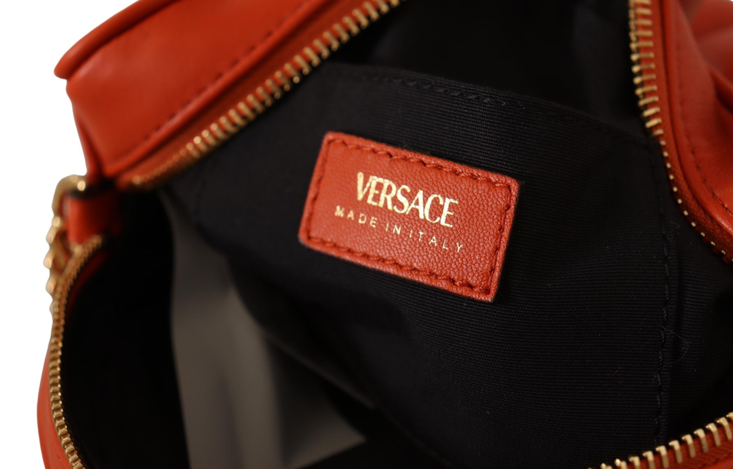 Bolsa transversal redonda elegante de couro napa da Versace