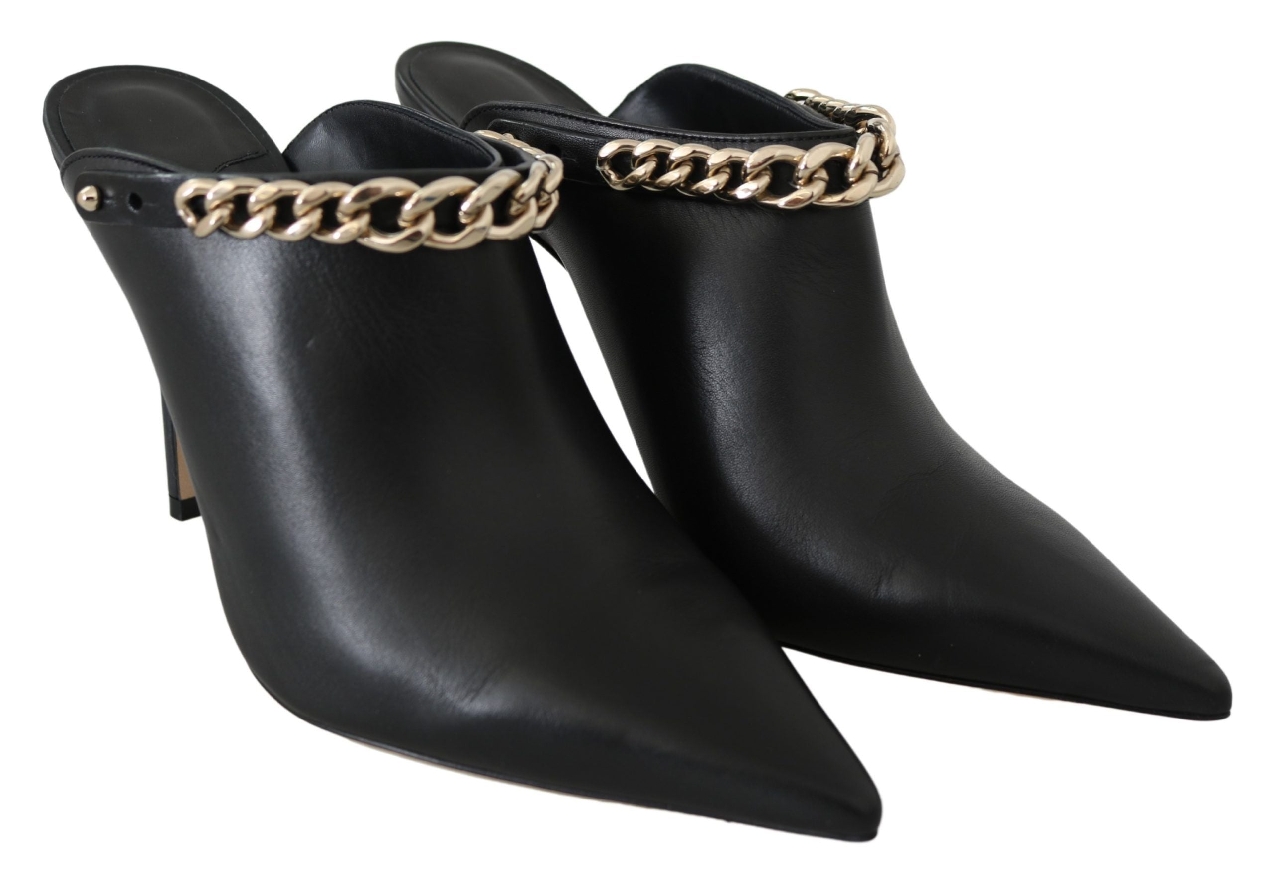 Jimmy Choo Elegante Preto Dourado Couro Scarpins