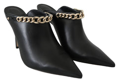 Jimmy Choo Elegante Preto Dourado Couro Scarpins