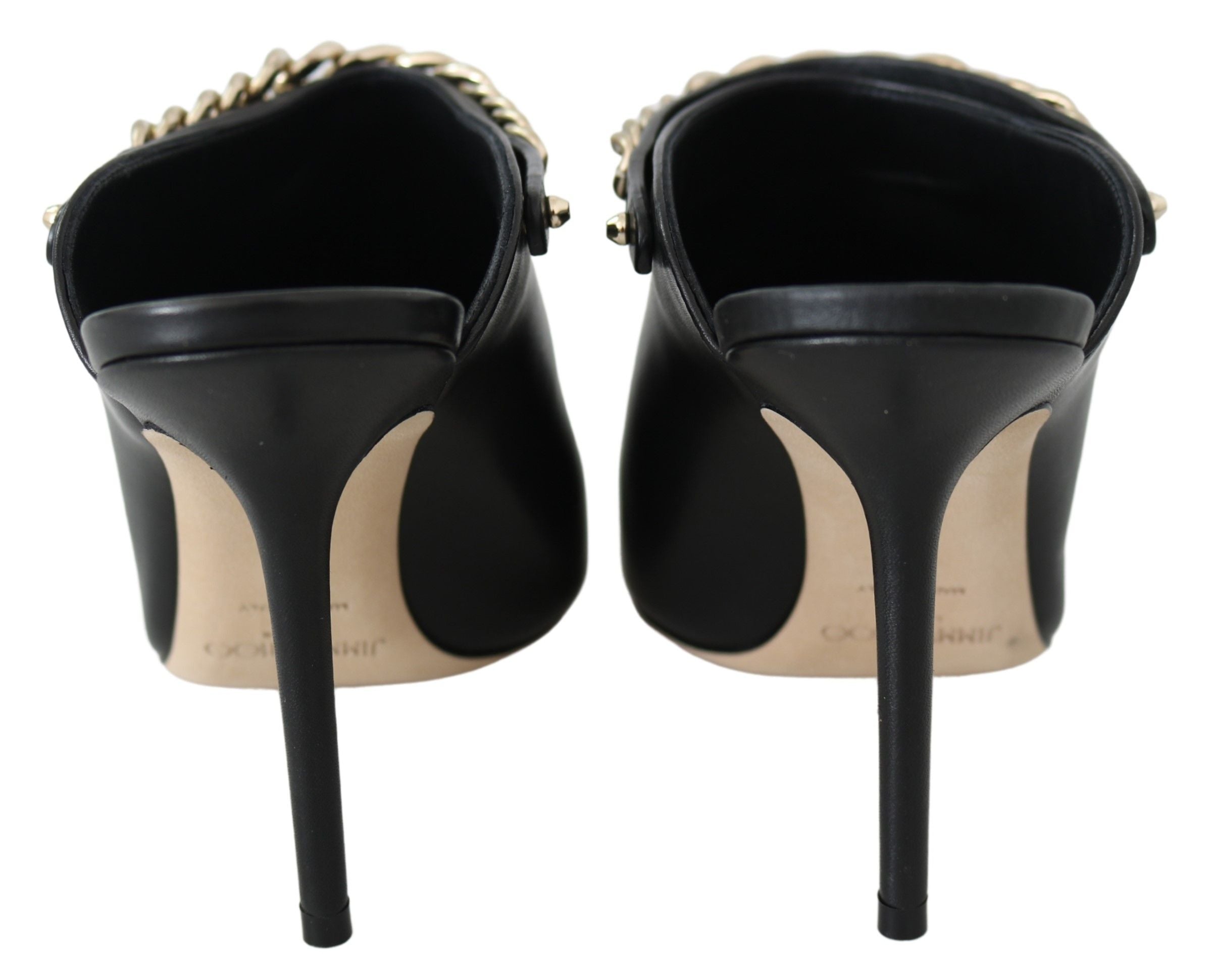 Jimmy Choo Elegante Preto Dourado Couro Scarpins