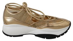 Tênis Jimmy Choo Golden Glamour Mesh Couro