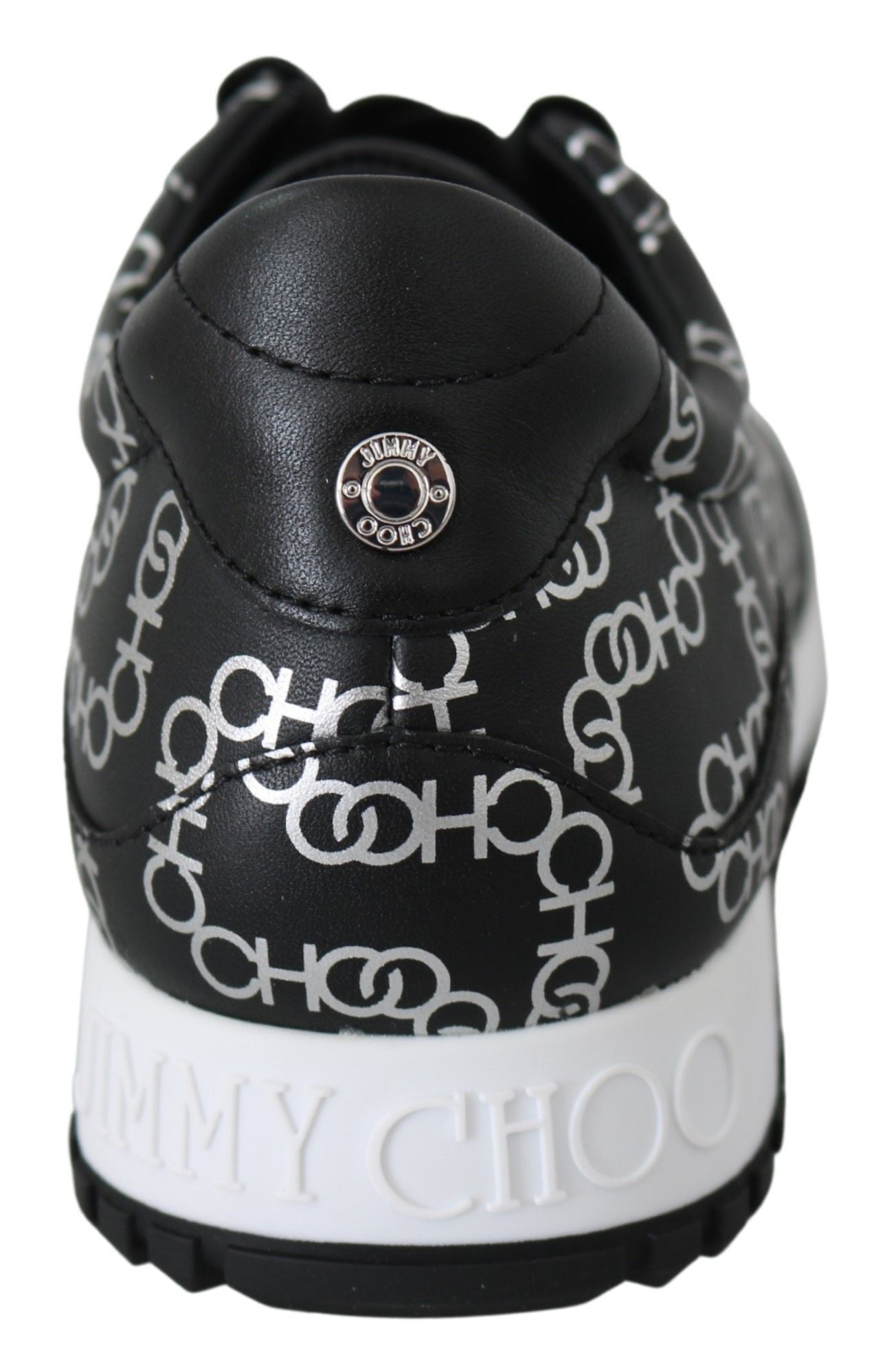 Tênis Jimmy Choo Elegante em Couro Preto e Prata