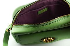 Bolsa para câmera Versace Elegant em couro verde menta