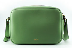 Bolsa para câmera Versace Elegant em couro verde menta