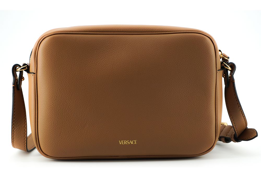 Bolsa de ombro para câmera Versace Elegant Brown Leather