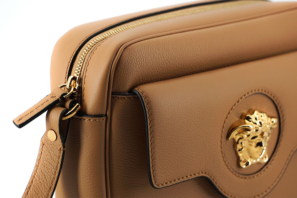 Bolsa de ombro para câmera Versace Elegant Brown Leather