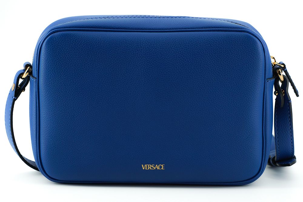 Bolsa para câmera Versace Elegant Blue em couro de bezerro