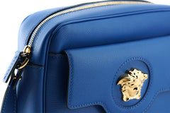Bolsa para câmera Versace Elegant Blue em couro de bezerro