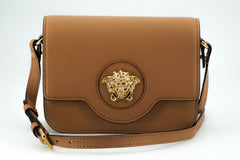 Bolsa de ombro elegante Versace em couro de bezerro marrom