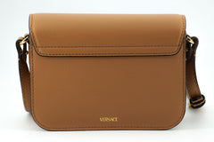 Bolsa de ombro elegante Versace em couro de bezerro marrom