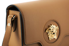 Bolsa de ombro elegante Versace em couro de bezerro marrom