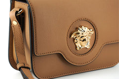 Bolsa de ombro elegante Versace em couro de bezerro marrom