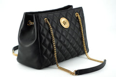 Bolsa tote Versace elegante em couro napa acolchoado