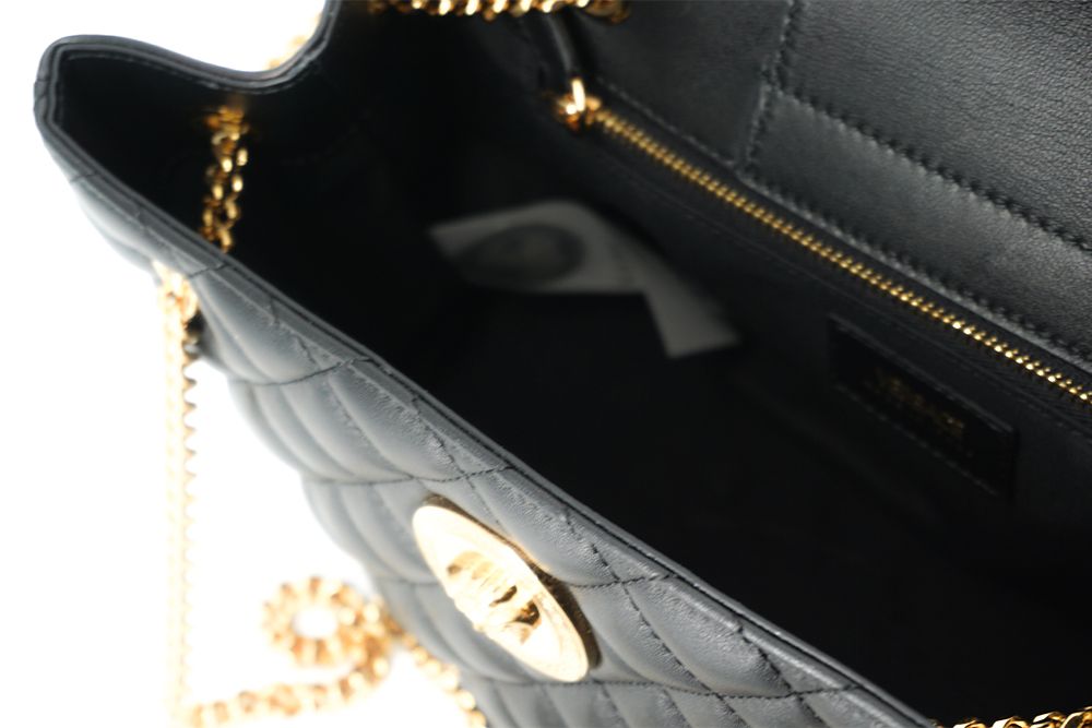 Bolsa tote Versace elegante em couro napa acolchoado