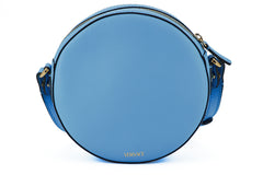 Bolsa de ombro redonda Versace Chic Blue Leather