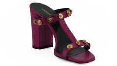 Versace Elegante Sandálias Altas de Couro de Bezerro Roxo
