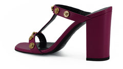 Versace Elegante Sandálias Altas de Couro de Bezerro Roxo