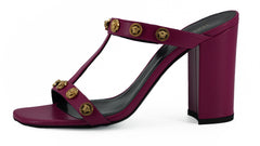 Versace Elegante Sandálias Altas de Couro de Bezerro Roxo