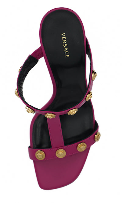 Versace Elegante Sandálias Altas de Couro de Bezerro Roxo