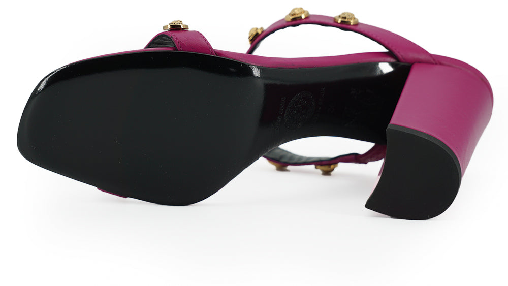 Versace Elegante Sandálias Altas de Couro de Bezerro Roxo