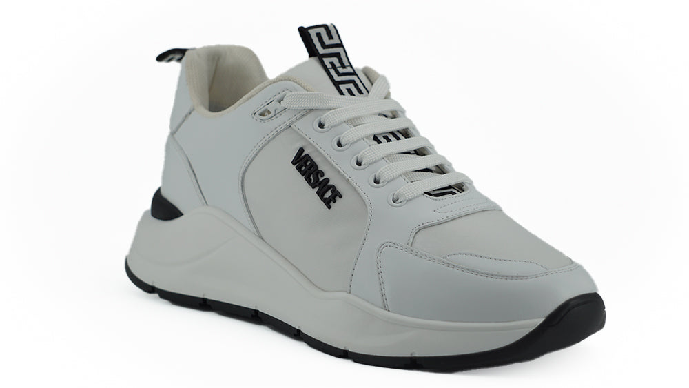 Tênis Versace Sleek em couro de bezerro branco