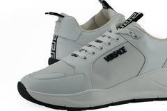 Tênis Versace Sleek em couro de bezerro branco
