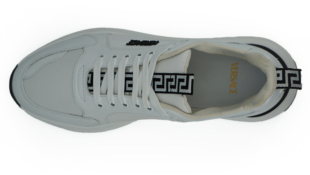 Tênis Versace Sleek em couro de bezerro branco