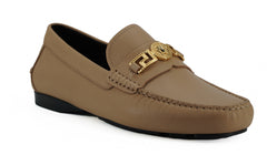 Mocassins Versace Exquisite Medusa em couro dourado