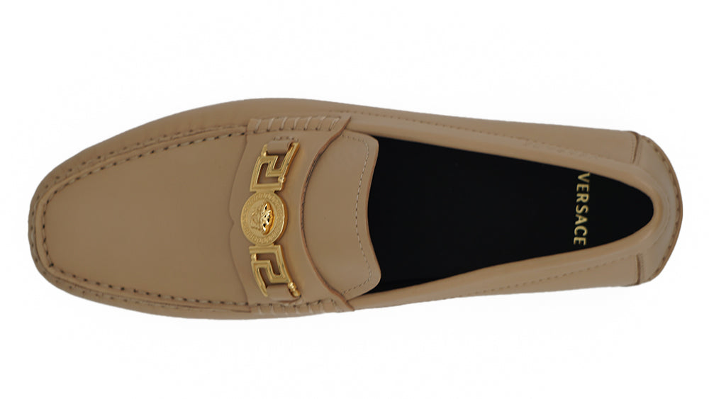 Mocassins Versace Exquisite Medusa em couro dourado