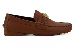 Mocassins Versace Elegantes de Couro com Estampa Medusa