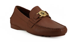 Mocassins Versace Elegantes de Couro com Estampa Medusa