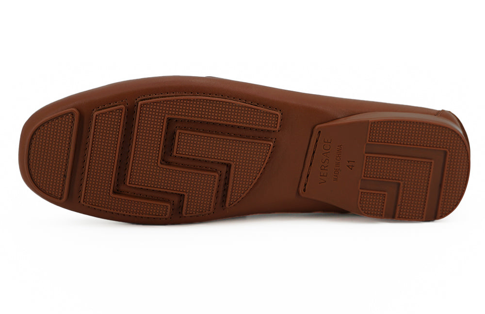 Mocassins Versace Elegantes de Couro com Estampa Medusa