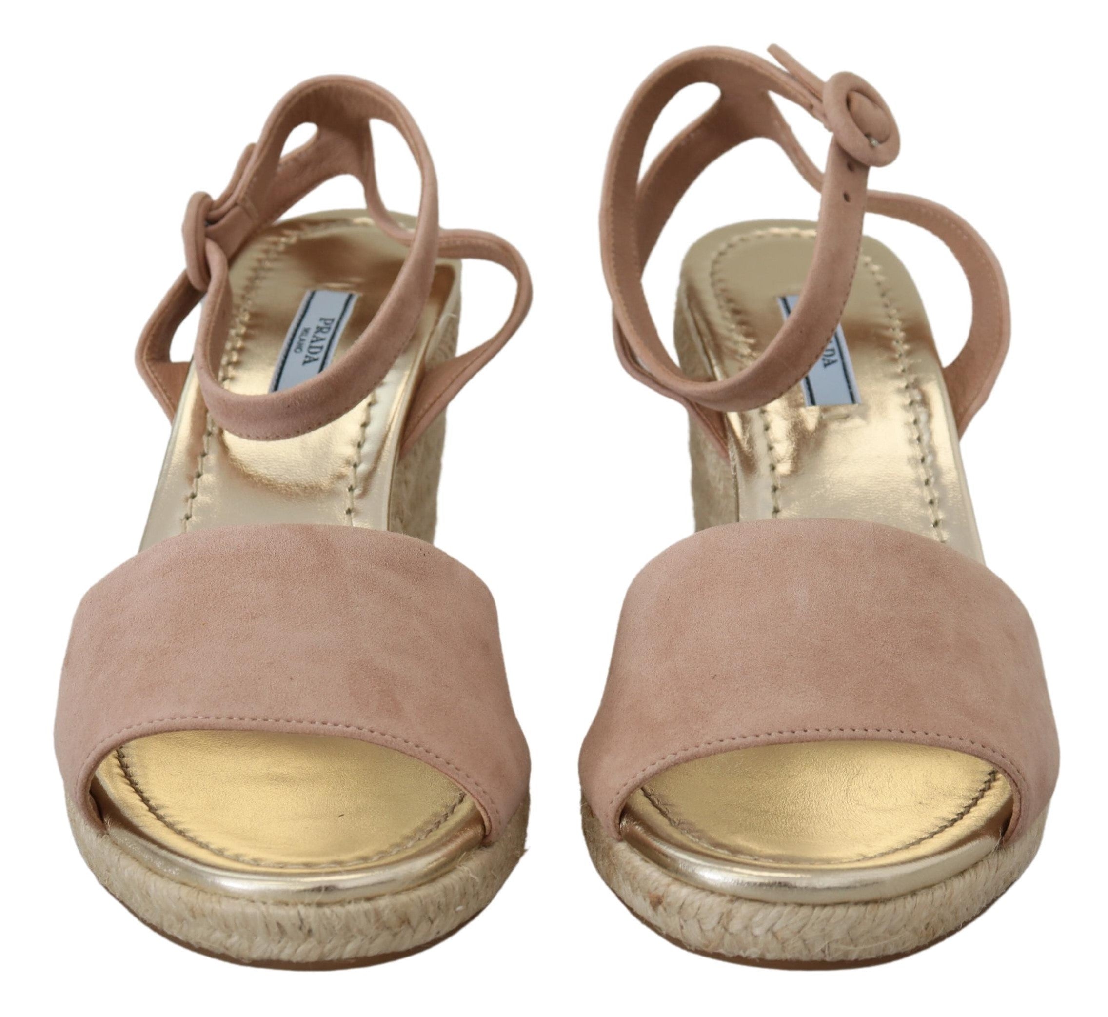 Prada Elegant Suede Sandálias de Salto Alto com Tira no Tornozelo e Plataforma