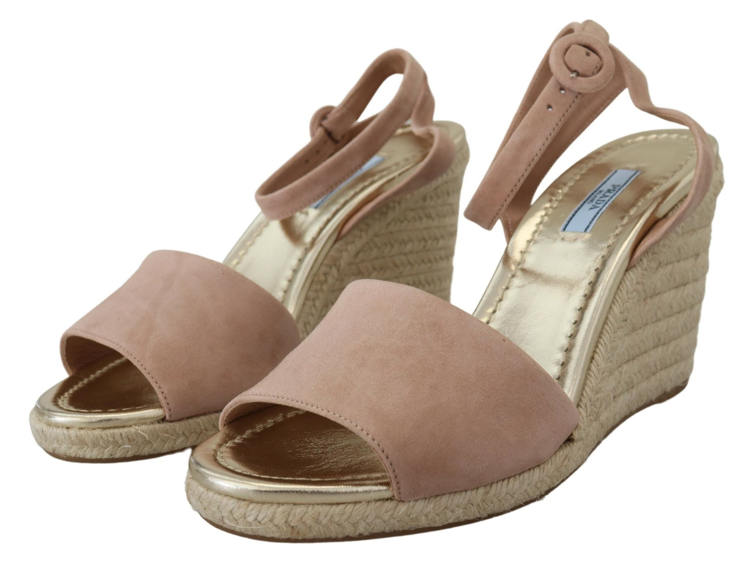 Prada Elegant Suede Sandálias de Salto Alto com Tira no Tornozelo e Plataforma