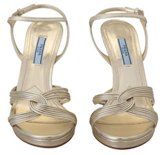 Sandálias Prada Elegant Gold com Salto Agulha