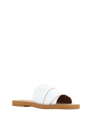 Sandálias de salto alto Chloé Elegant White Cotton Slide