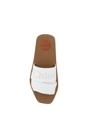 Sandálias de salto alto Chloé Elegant White Cotton Slide