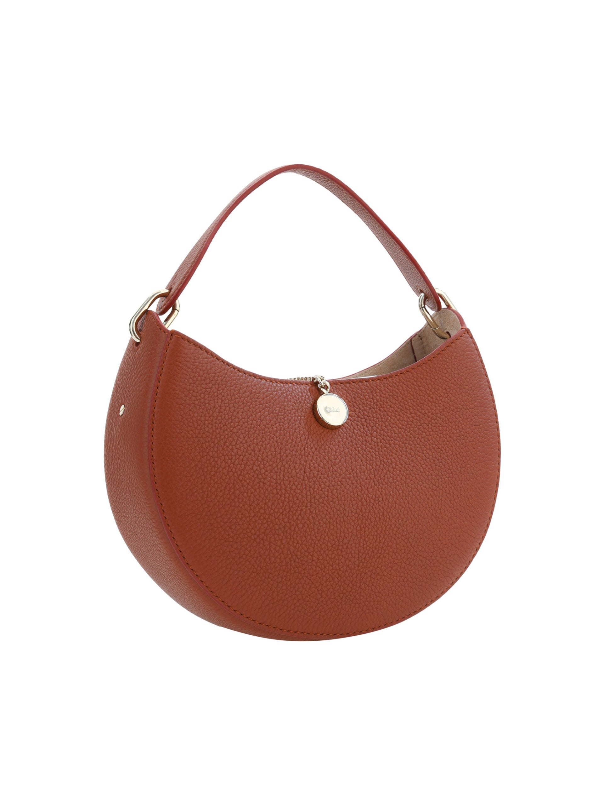 Bolsa de ombro pequena Chloé Sepia Brown Arlène em couro