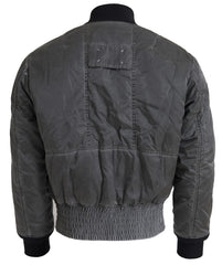 Jaqueta bomber cinza elegante MM6 Maison Margiela com fecho de zíper completo