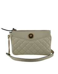 Bolsa tiracolo Versace Elegante em couro de cordeiro branco