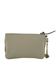 Bolsa tiracolo Versace Elegante em couro de cordeiro branco