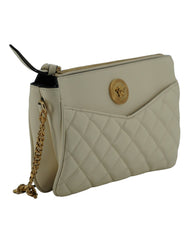 Bolsa tiracolo Versace Elegante em couro de cordeiro branco