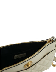 Bolsa tiracolo Versace Elegante em couro de cordeiro branco